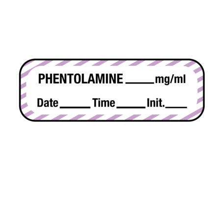Nevs Label, Phentolamine 1/2" x 1-1/2" White w/Violet stripes & Black LANT-2832D
